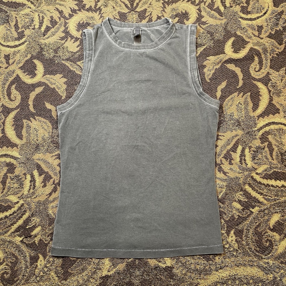 Skims Mineral Stretch Cotton Jersey Mock Neck Tank Womens Medium Gray Basic